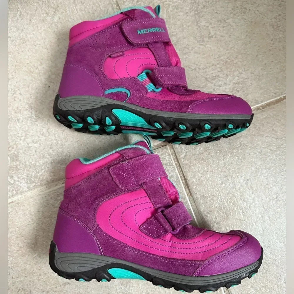 Merrell Girls‎ Moab Polar Mid Strap 2.0 Pink shoes Waterproof Snow Boots size 5